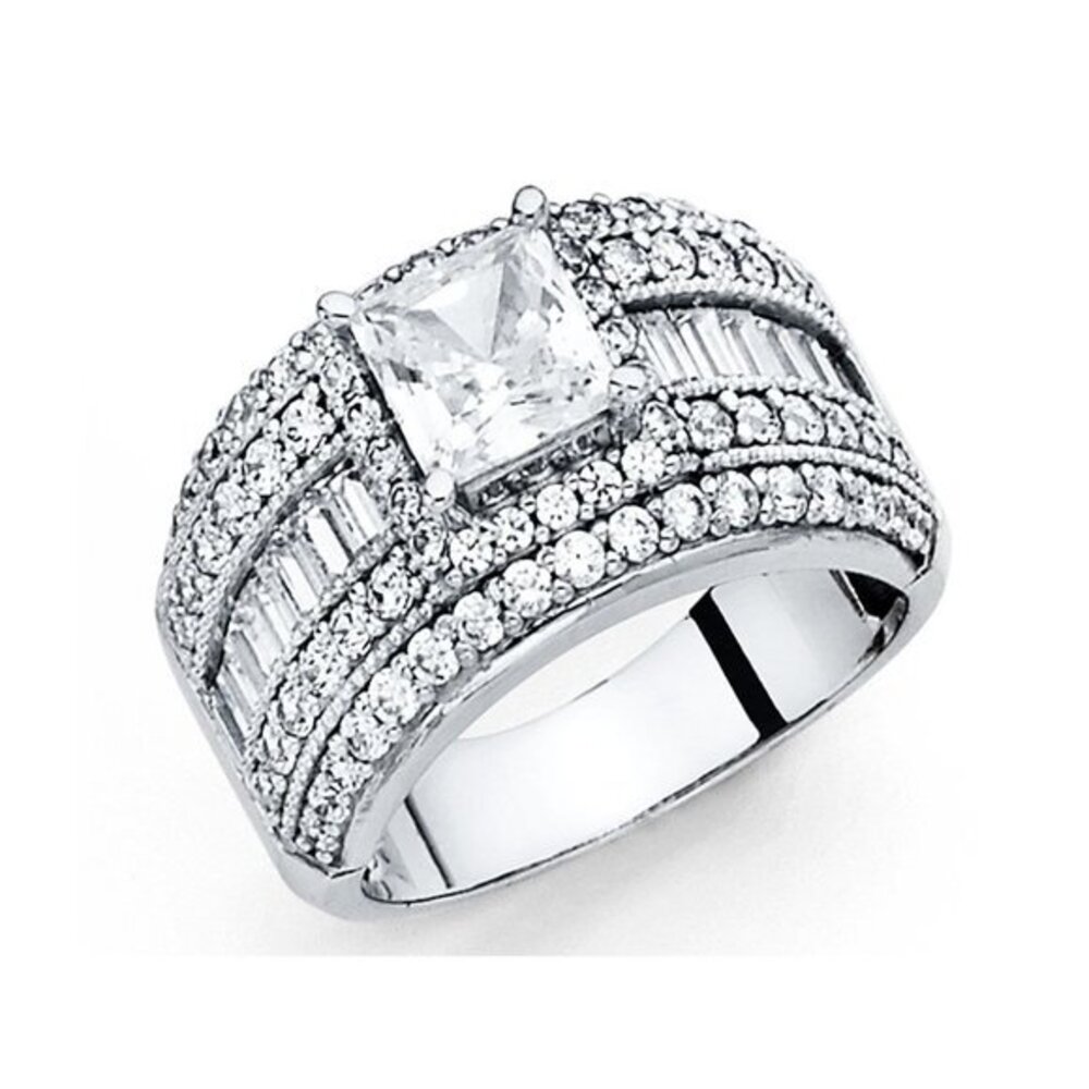 Large 11mm New Solid 14k white gold or yellow Gold Engagement Ring size 7